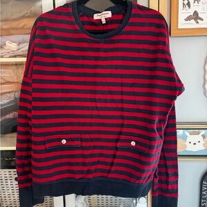 JUICY COUTURE Navy and Red Sweater with Silver Accents